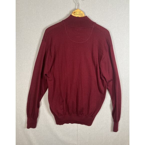 ORVIS Sweater Mens Size Large Burgundy Maroon 1/4 Zip 100% Wool Merino Classic - Picture 3 of 6